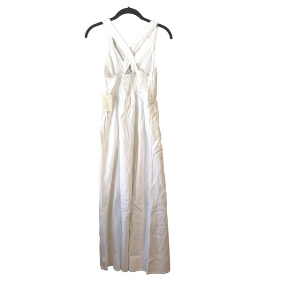 NEW Universal Thread Linen Rayon Cross Back Maxi Dress Summer Smocked White Sz S - Picture 7 of 10